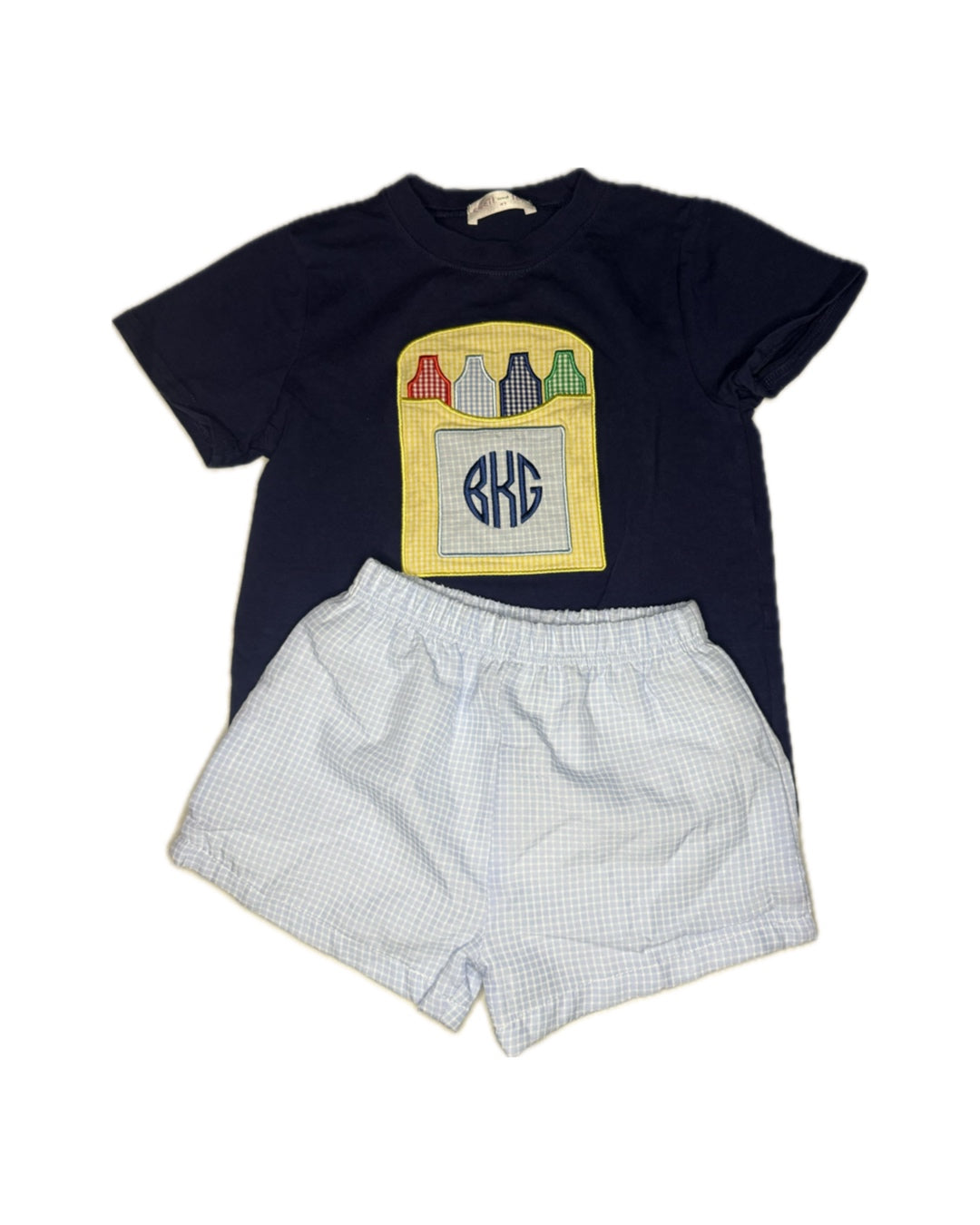 4T Cecil & Lou “BKG” Mono BTS Crayon Appliqué’ Short Set