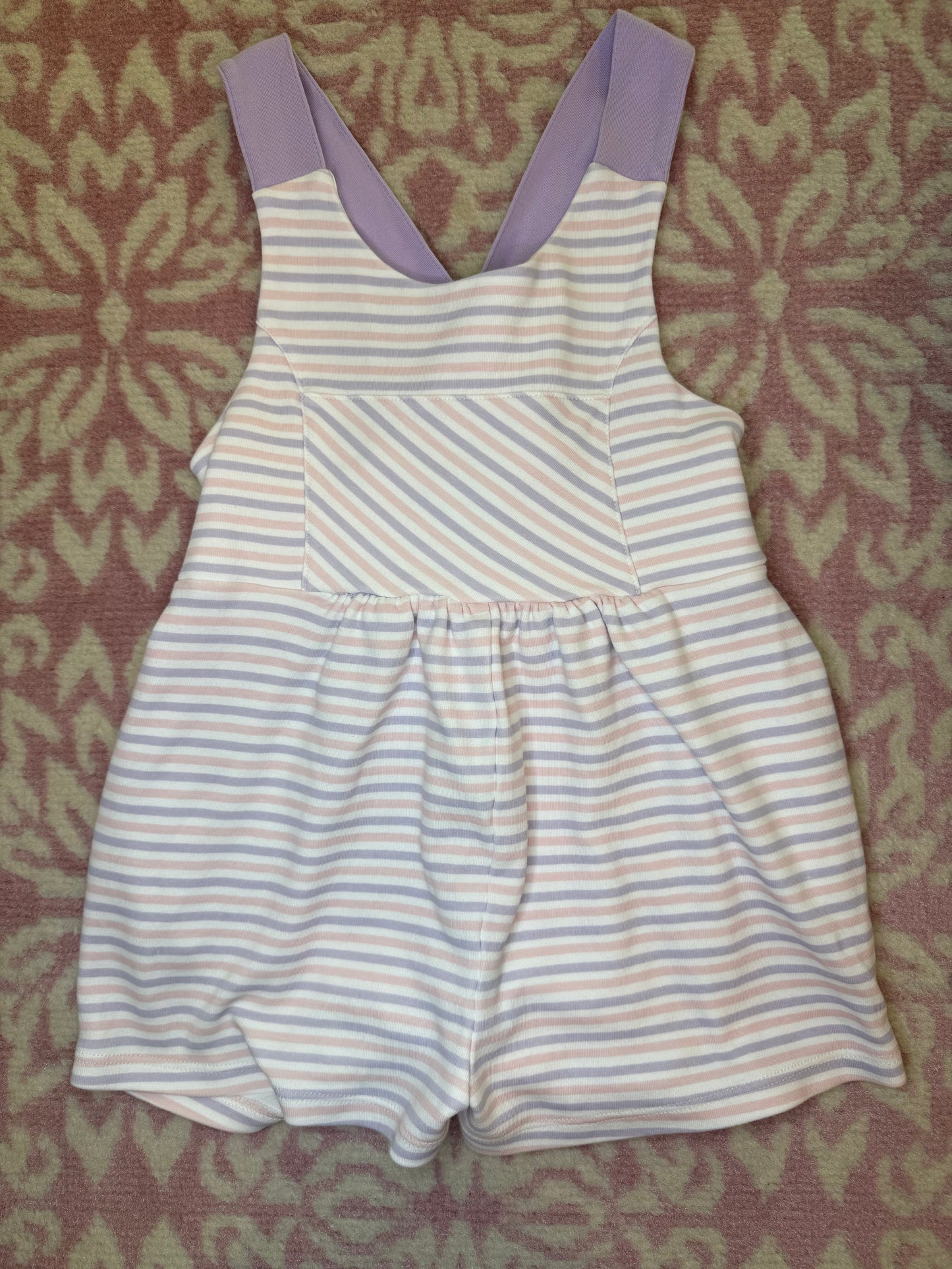 Sz 6 TBBC Reagan Romper Pima Lavender PB Pink Stripe