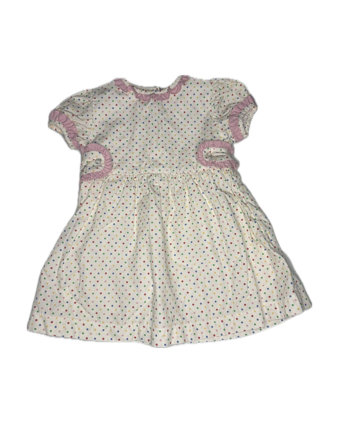 2T James & Lottie Colorful Polka Dot Pink Ruffle Tab Dress