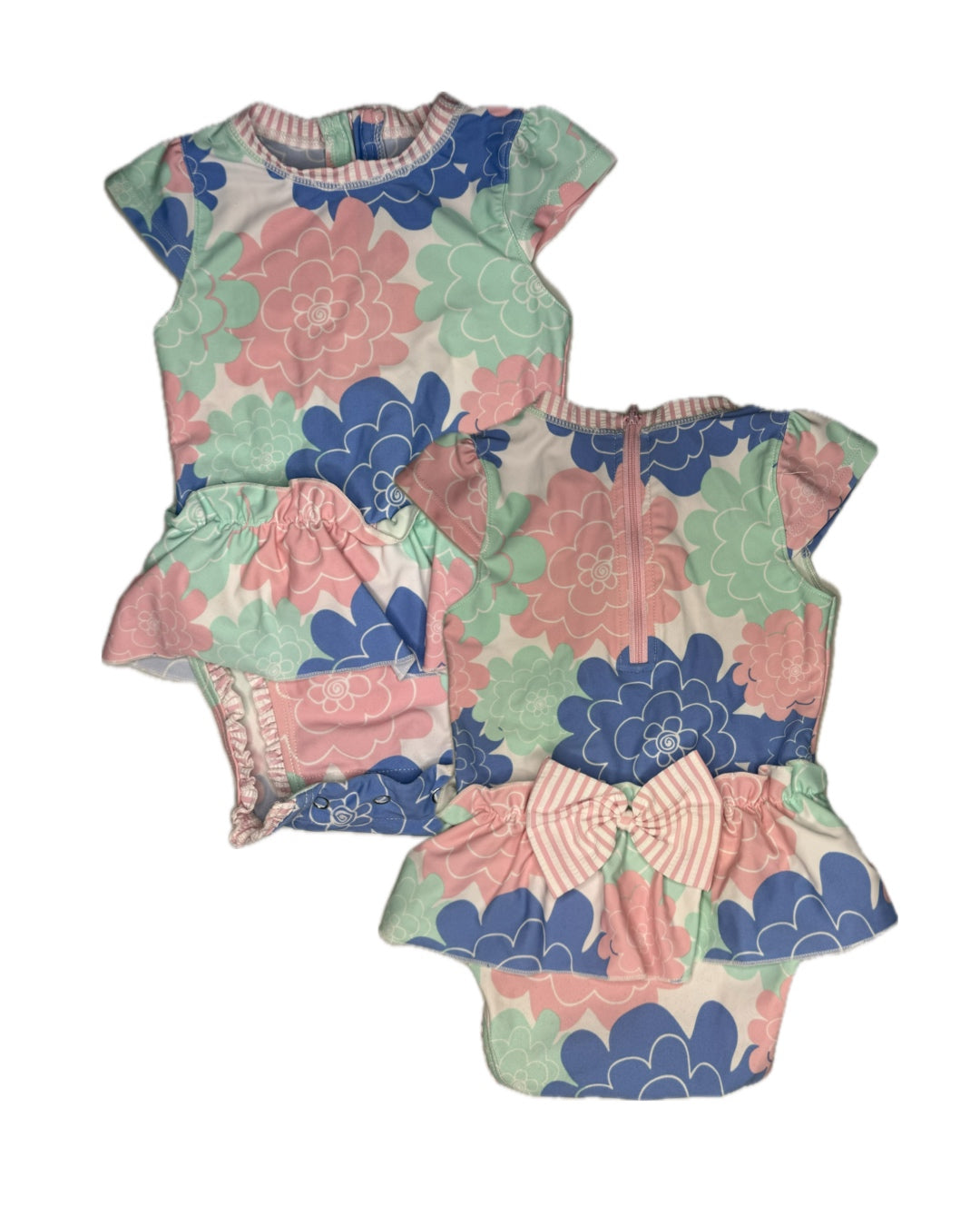 18/24M Ruffle Butts Colorful Floral Bow One Piece