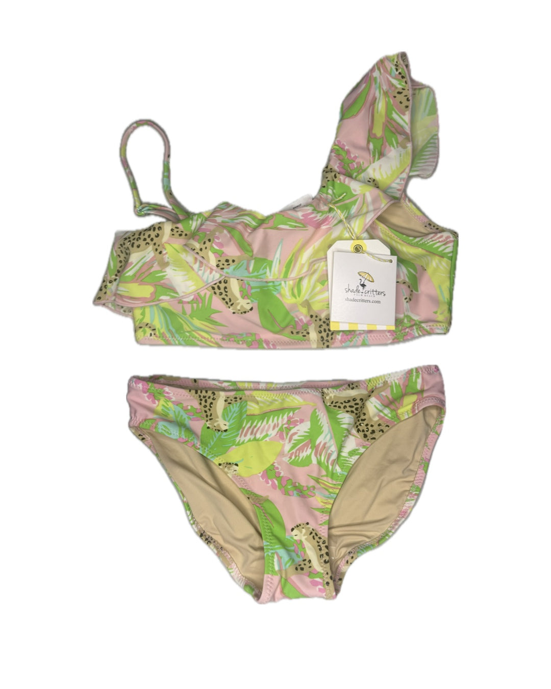 12 Shade Critters Tropical Leopard Two Piece Ruffle Bikini