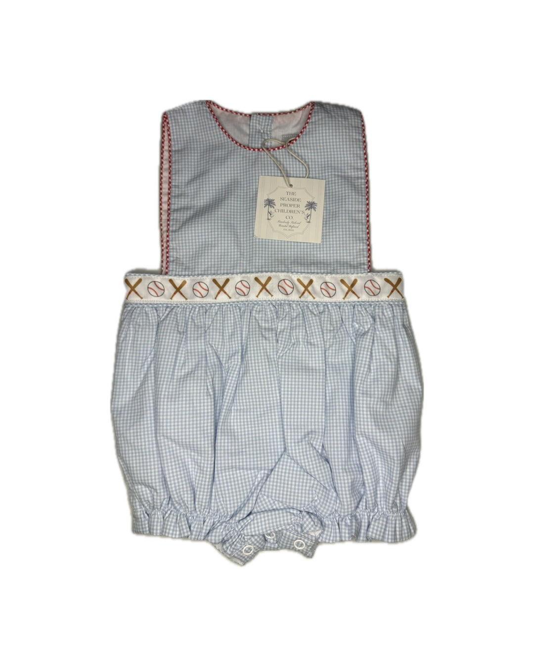 6M Seaside Proper Baseball Ribbon Sunsuit
