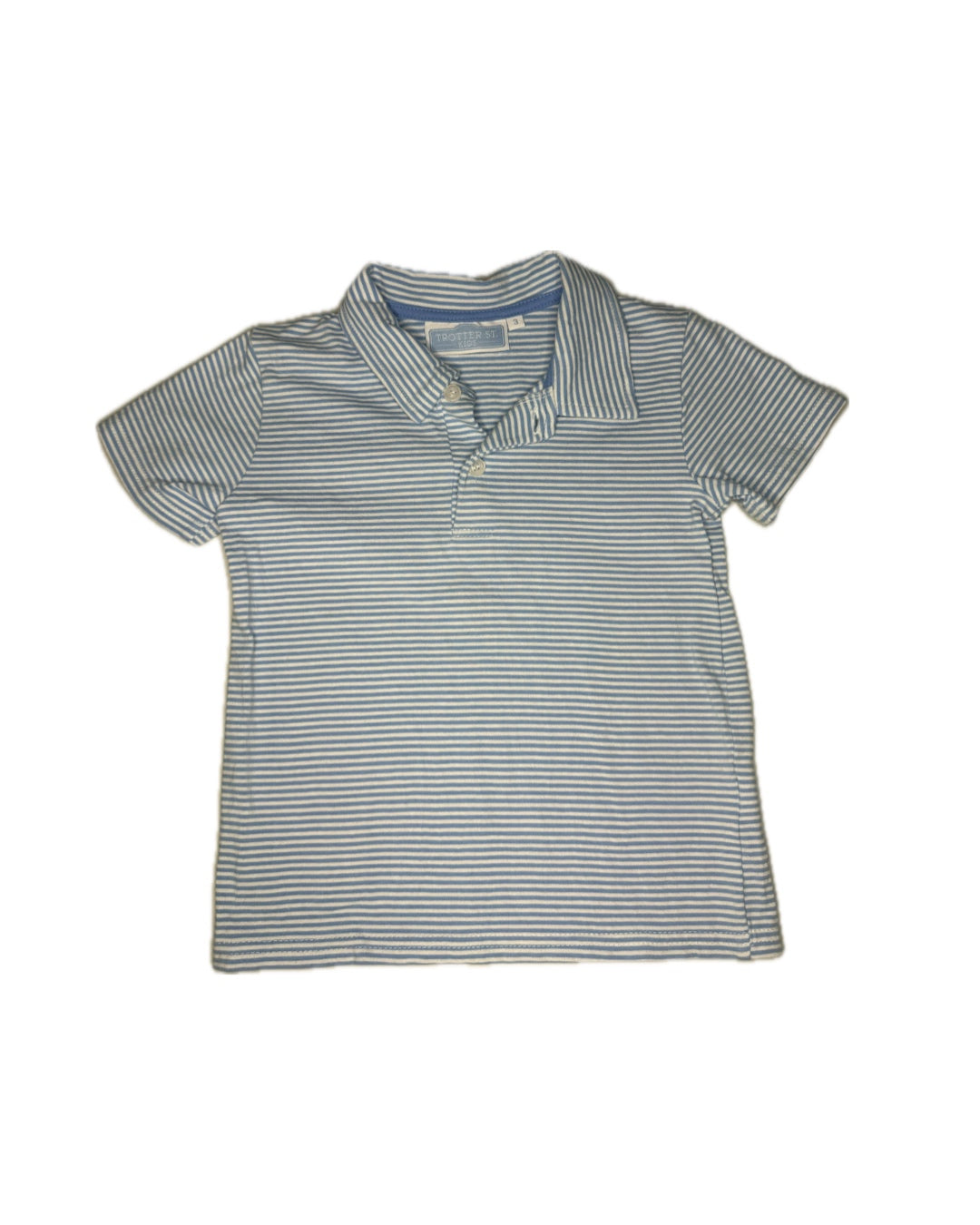 3 Trotter Street Blue & White Striped Polo
