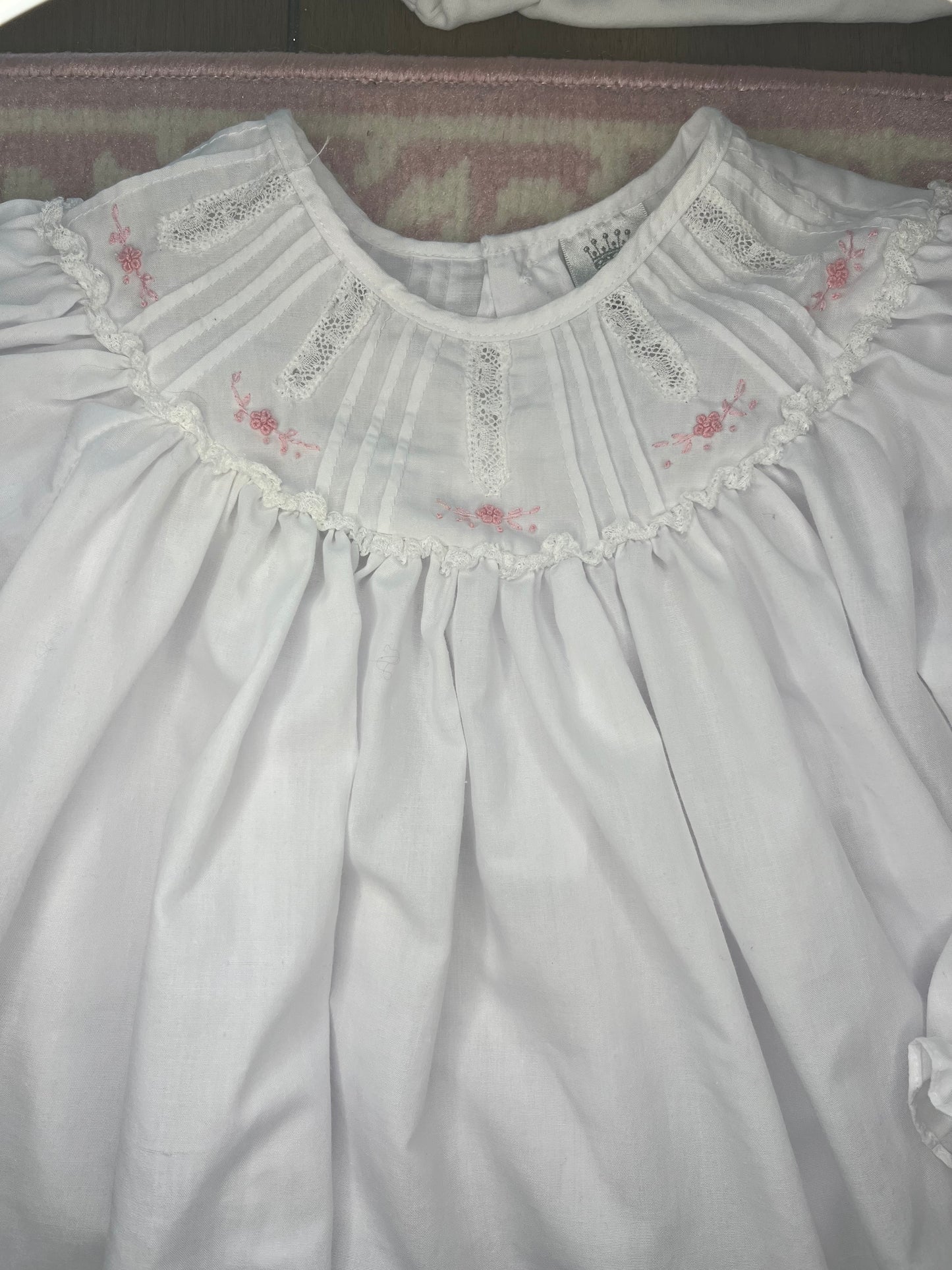 Sz 24M Royal Child LS White Dress with Lace and Rosettes