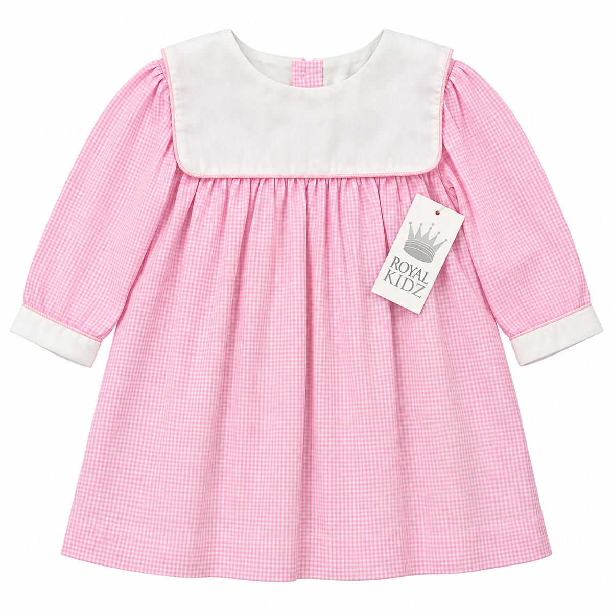 12M Royal Kidz Pink LS Bib Collar Dress