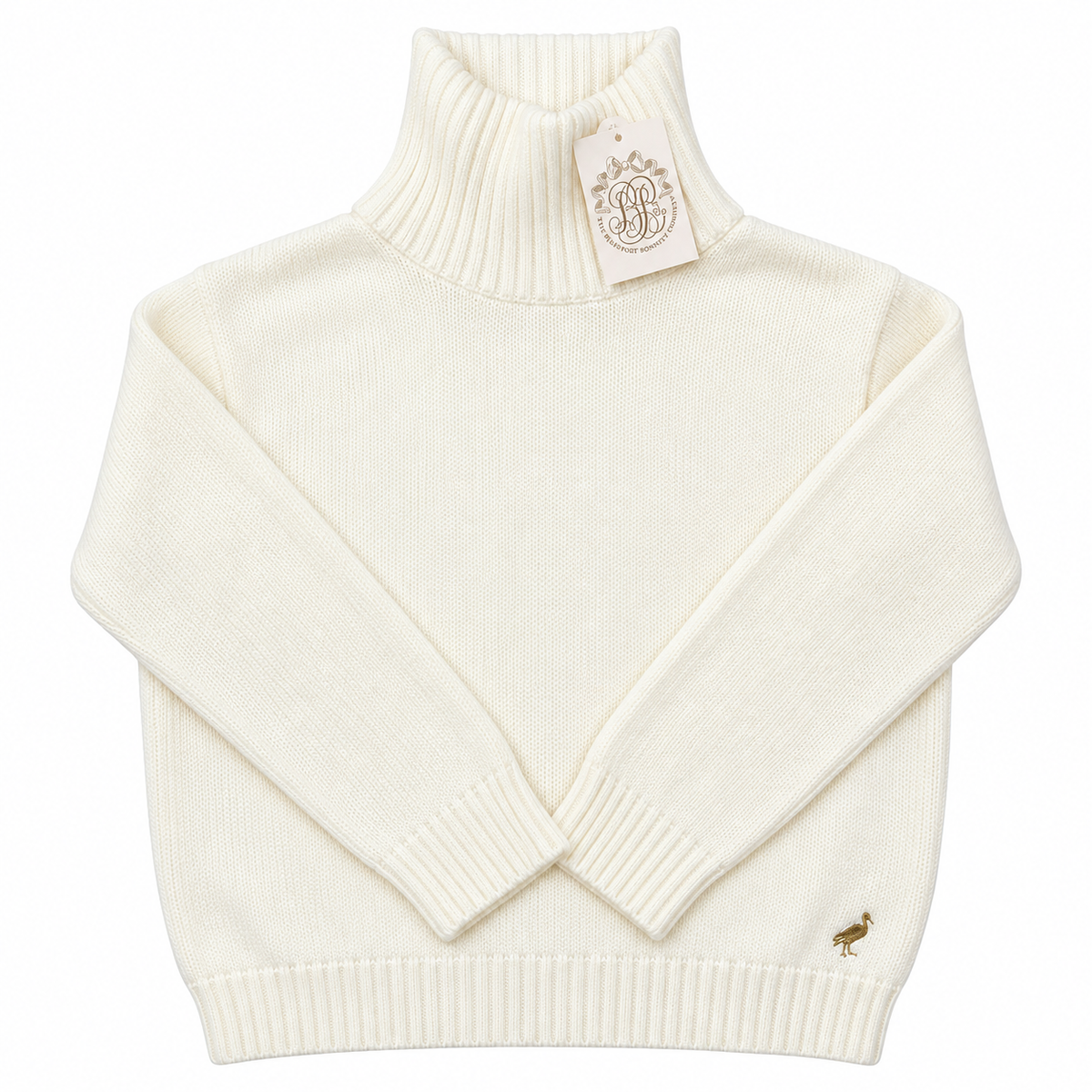 12 TBBC Townsend Turtleneck Sweater in Pearl/Gold