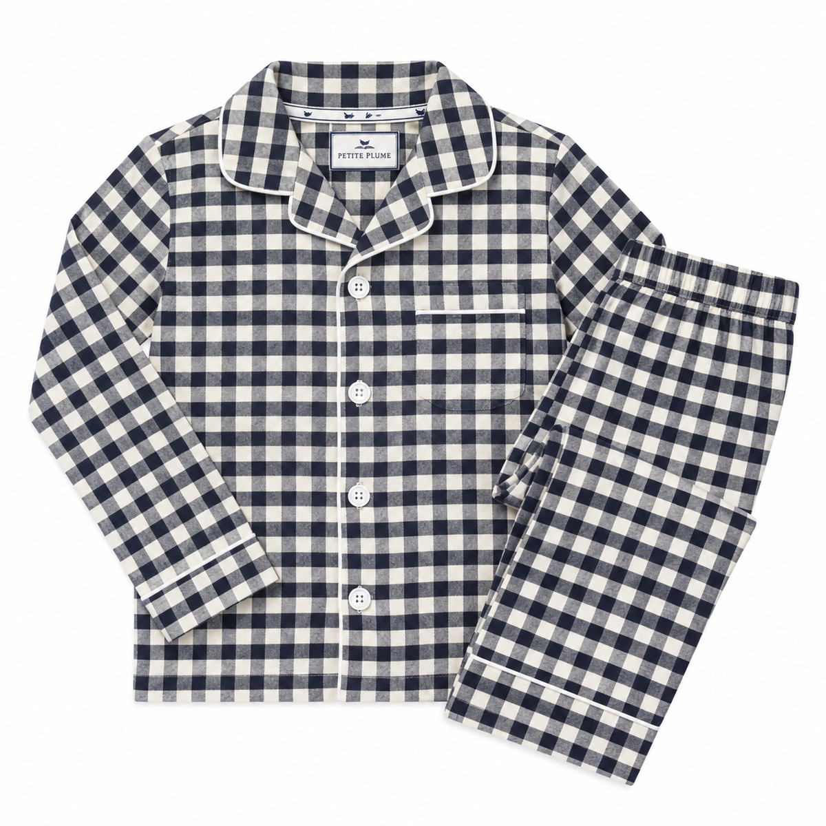 7 Petite Plume Classic Pajama Set in Navy Gingham