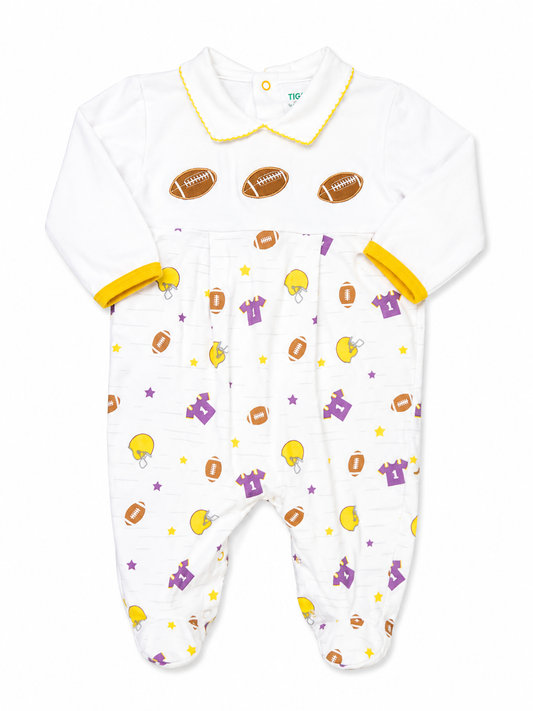 12-18M Tigels TIGERS LSU Footed Playsuit