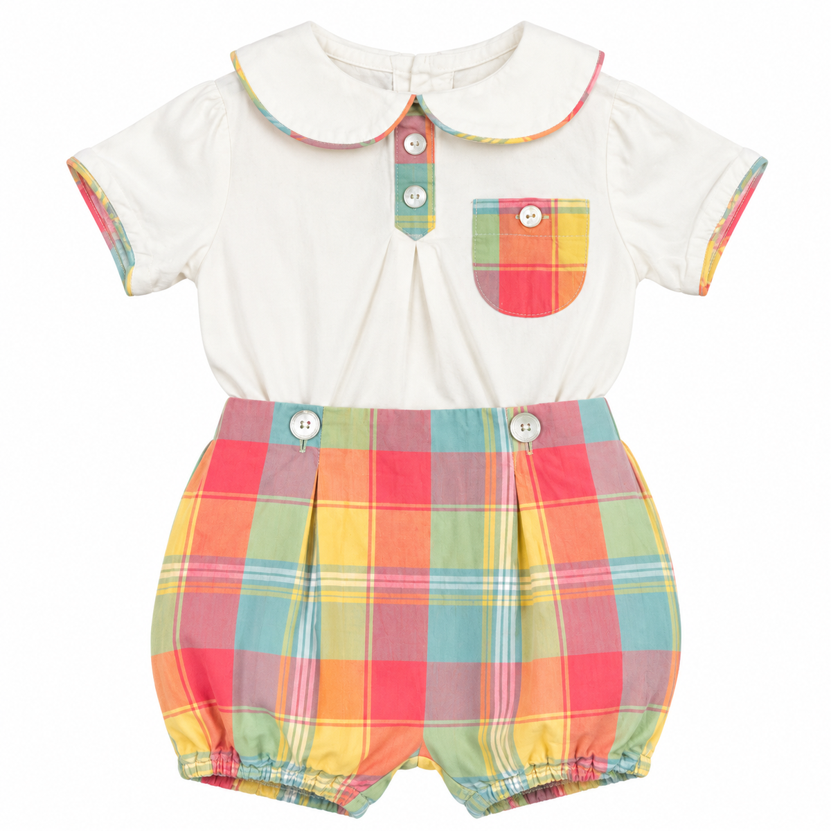 18M Dondolo Fall Plaid Button on Short Set