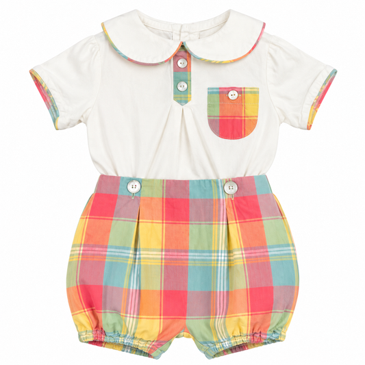 18M Dondolo Fall Plaid Button on Short Set