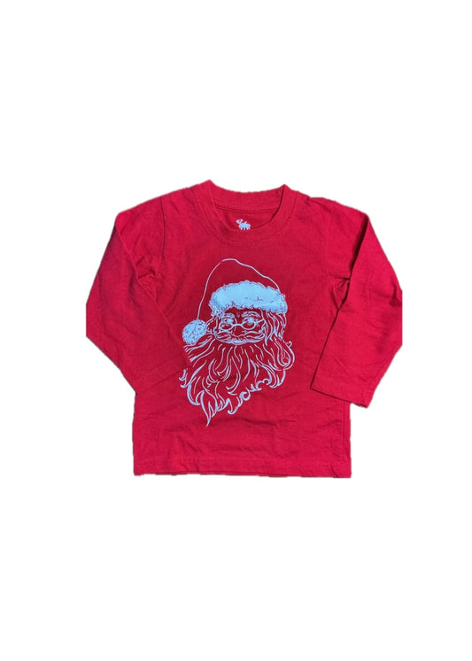 XXS (12-18M) Shrimp & Grits Kids LS Santa Tee in Red