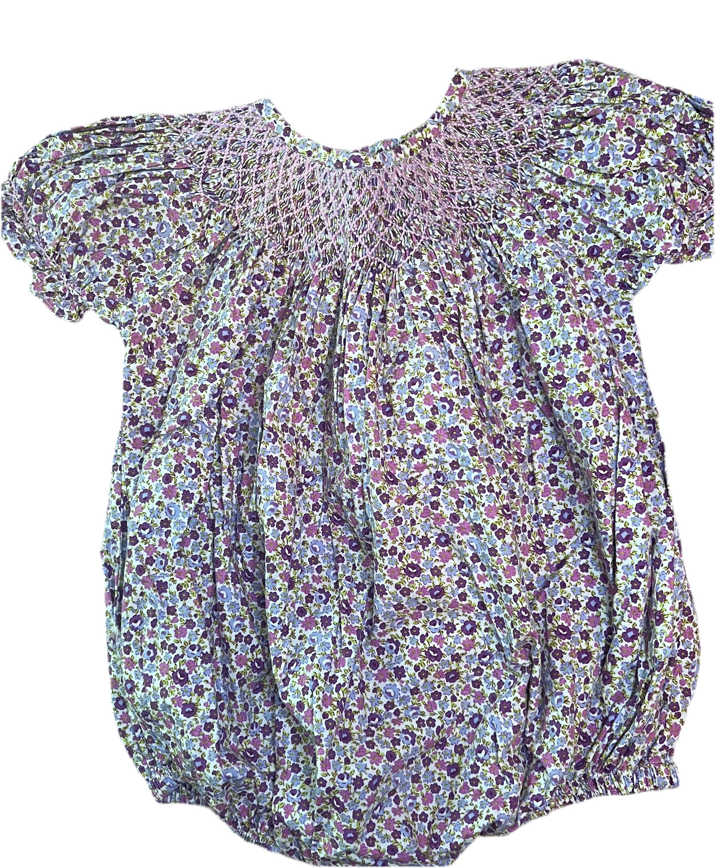 12M Smockingbird Smocked Bishop Floral Bubble