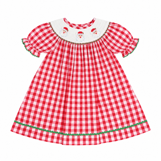 18M Southern Smocked Company Red Gingham Dress with Santa Smocking