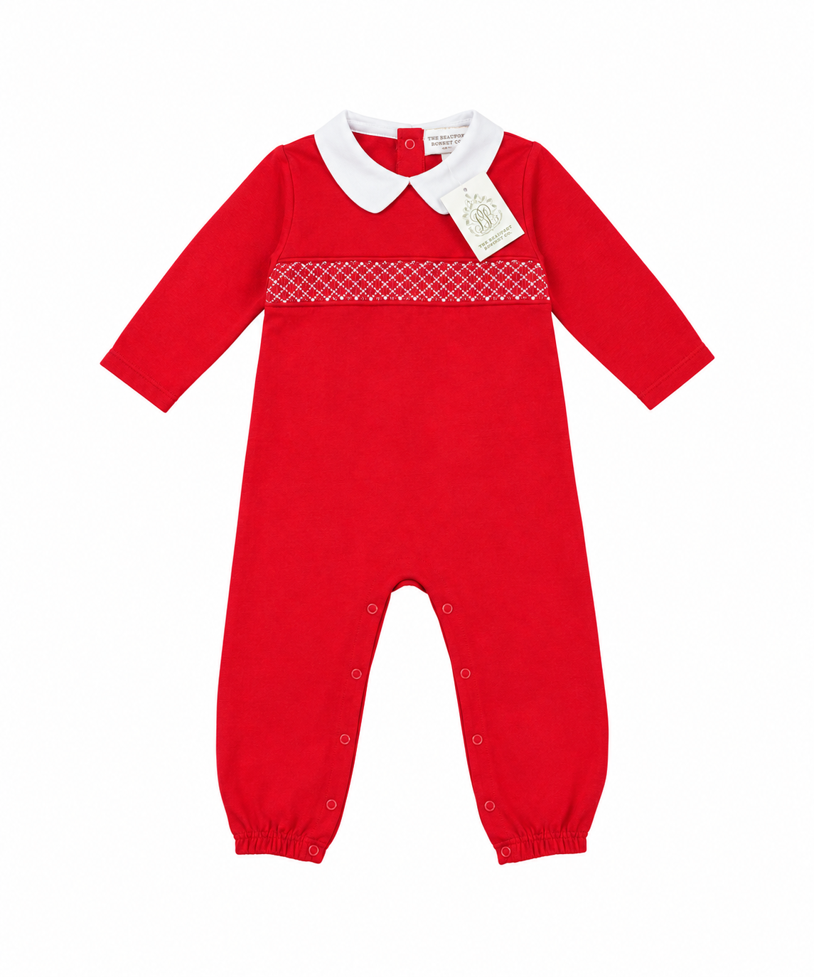 18/24M TBBC Rigsby Romper in Richmond Red/ Worth Avenue White