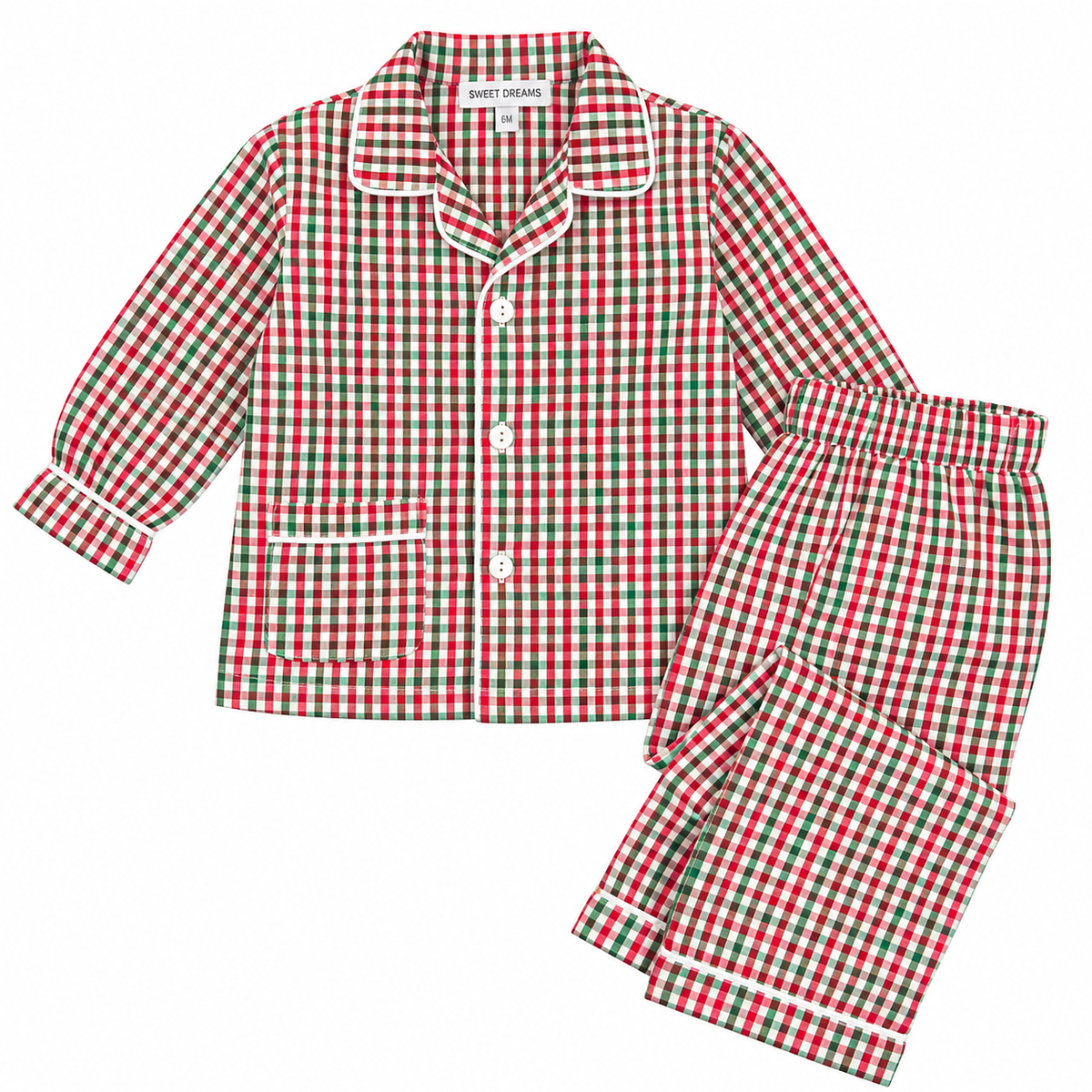 18M Sweet Dreams Red/Green Microcheck Pajama