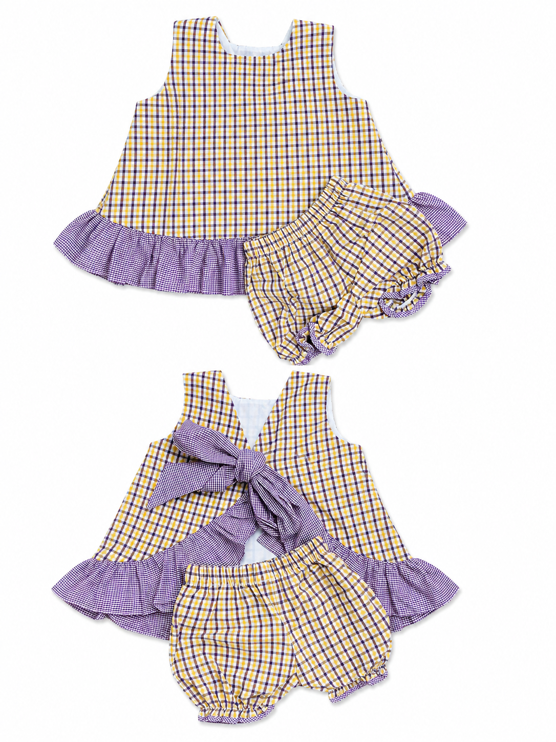12M Lulu Bebe Purple/ Gold Swing Top and Bloomer Set