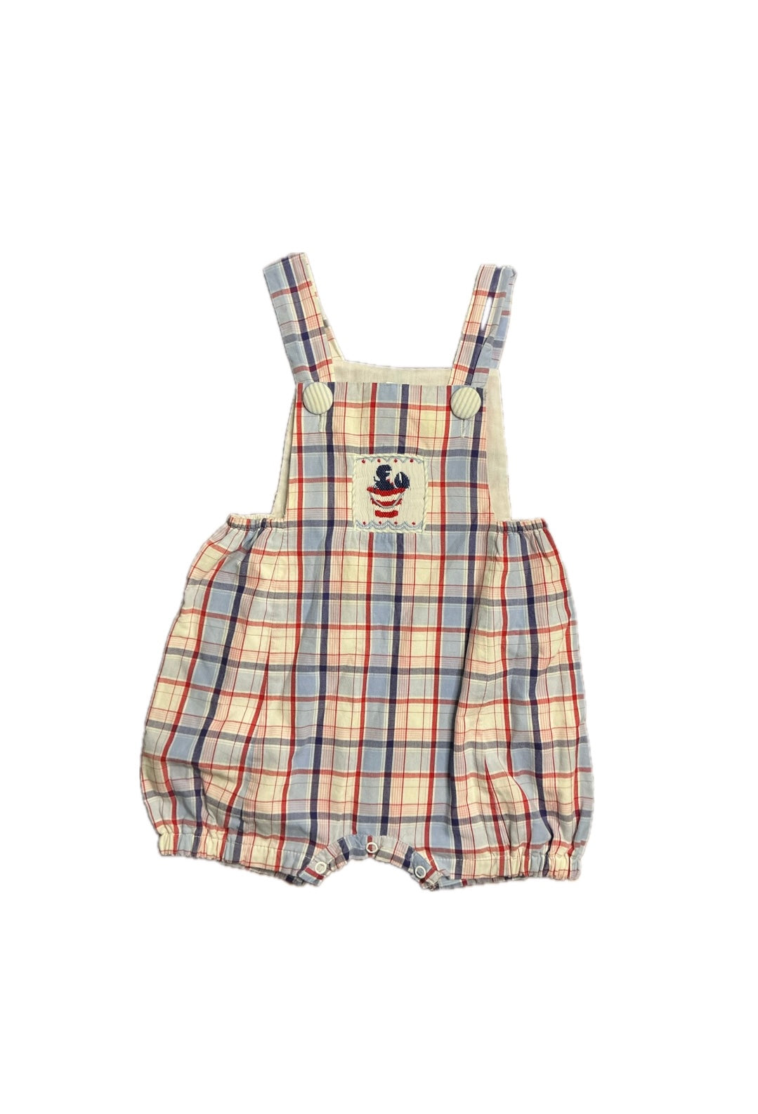 18M Shrimp & Grits Plaid Bubble with Smocking