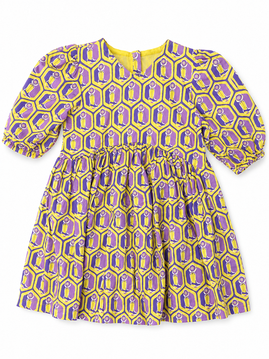 Britton Court Purple & Gold Lotus Boots Dress