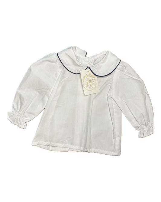 Girl 6-12M TBBC Maude's Peter Pan Collar Long Sleeve Shirt with Navy Piping