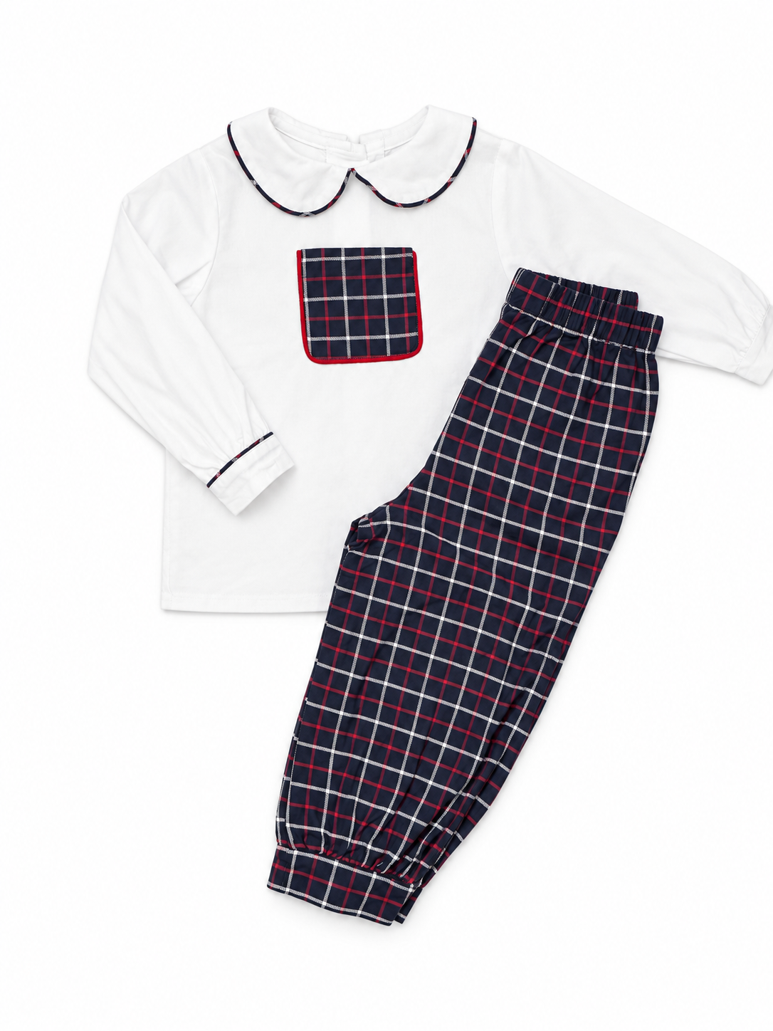 3T Willow Navy/Red Windowpane Set