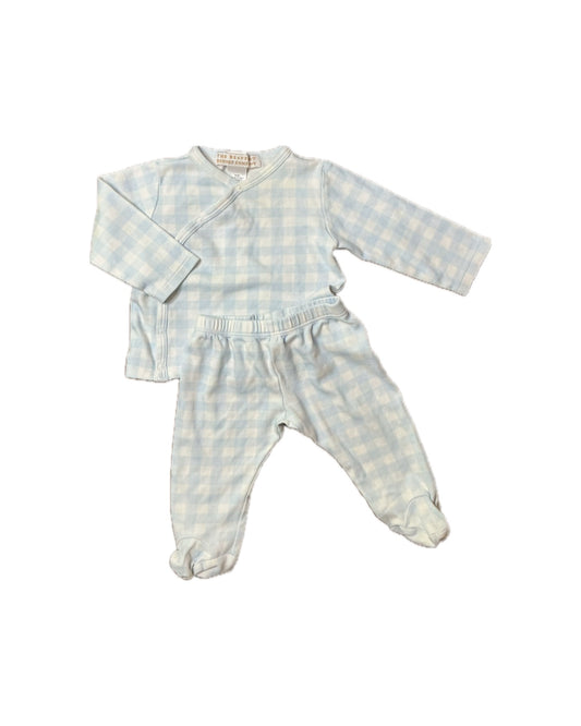 Boy 3/6M TBBC Pima Cotton Kimono and Footed Pant Set in Beale Street Blue Gingham