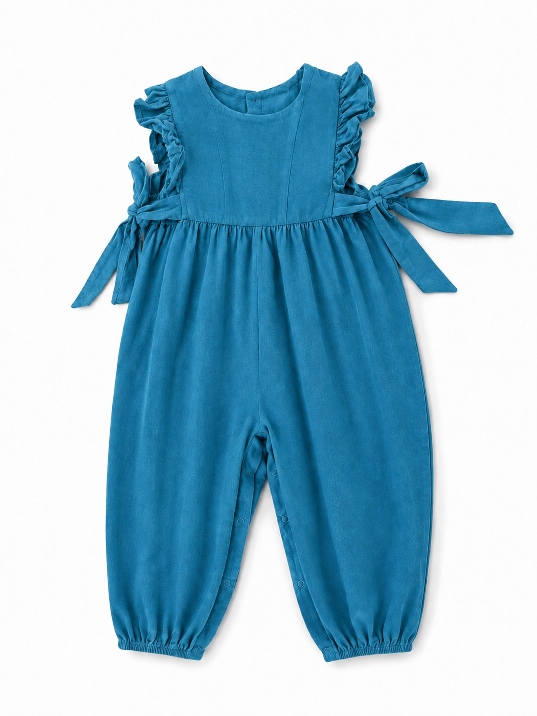 2T Remember Nguyen Teal Cord Side Tie Long Romper