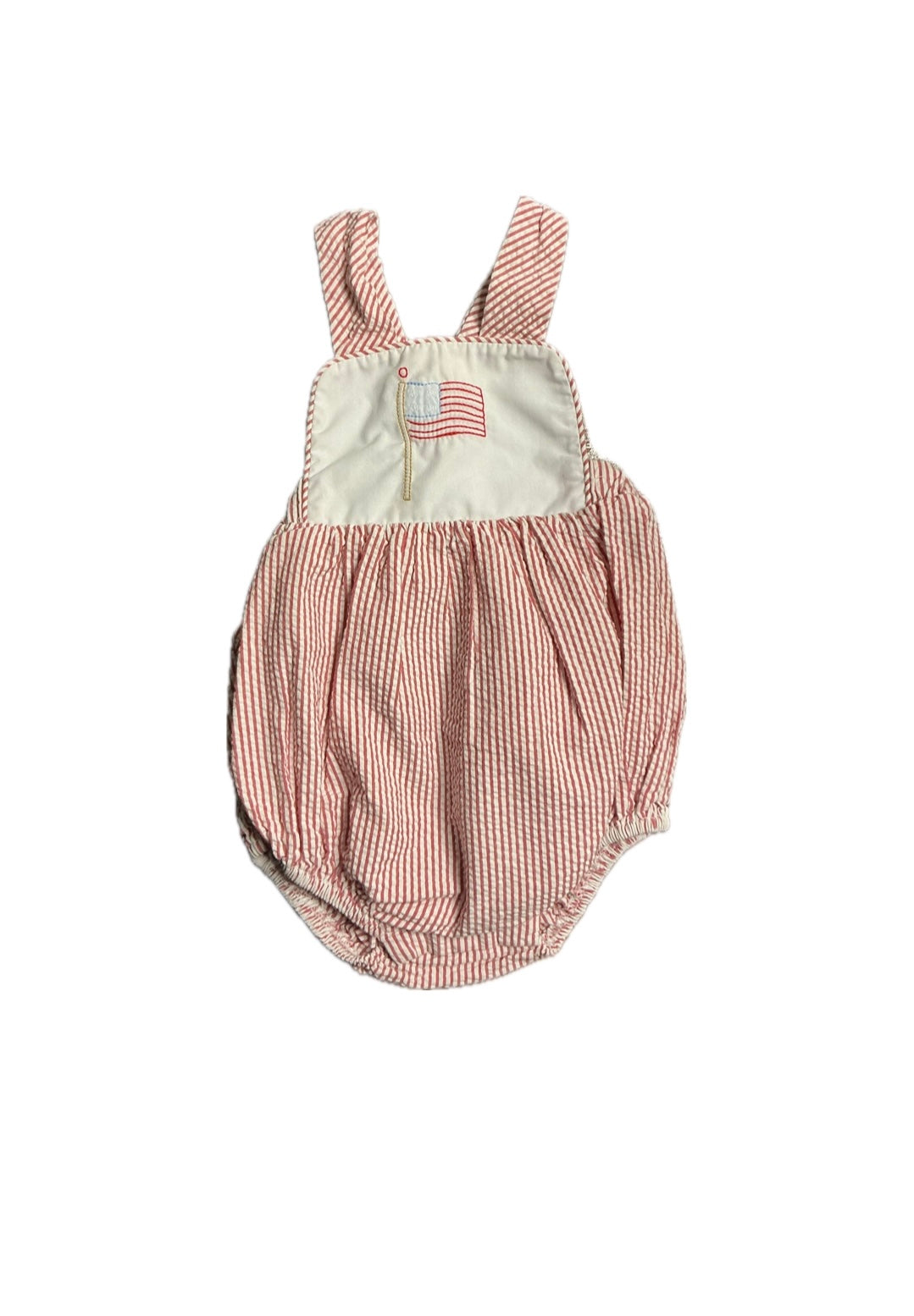 3M Little English Flag Embroidered Seersucker Sunsuit