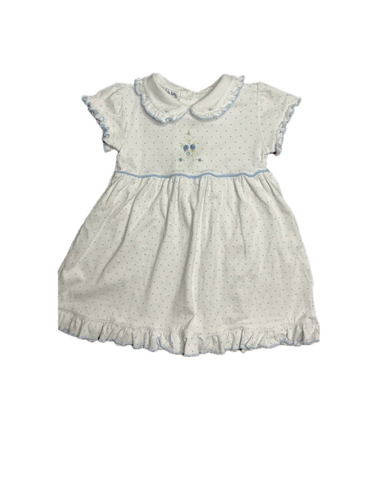 2T Magnolia Baby Blue Polka Dot Knit Dress with Blue Floral