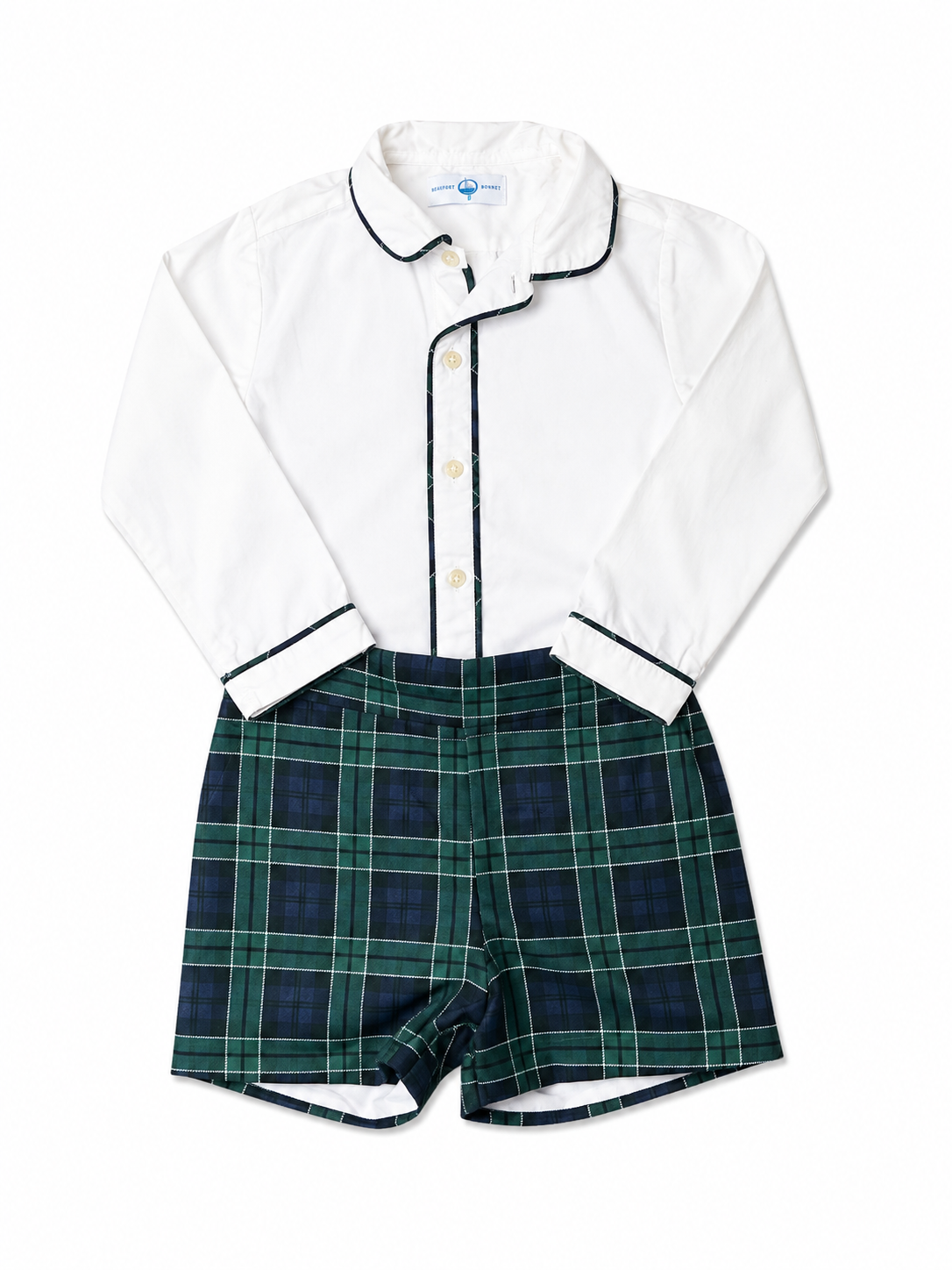 6 Henry Duvall Long Sleeve Henry Peter Pan in Newbury Tartan  and Robert Shorts in Blackwatch Plaid