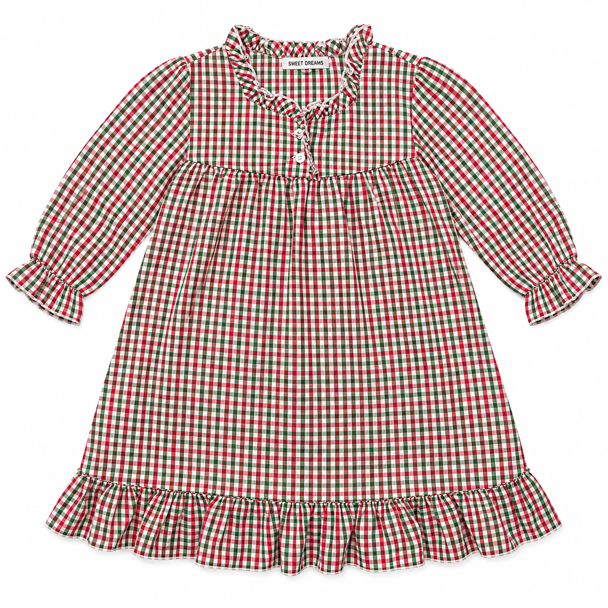 5 Sweet Dreams Red/Green Microcheck Nightgown