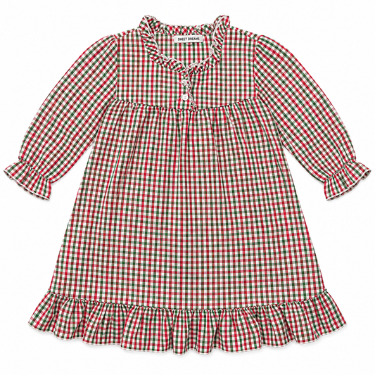 5 Sweet Dreams Red/Green Microcheck Nightgown