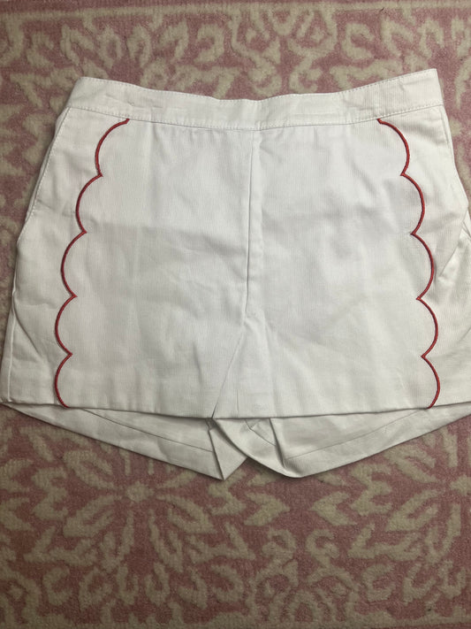 14 Bella Bliss Brinkley Shorts in White with Red Scallops