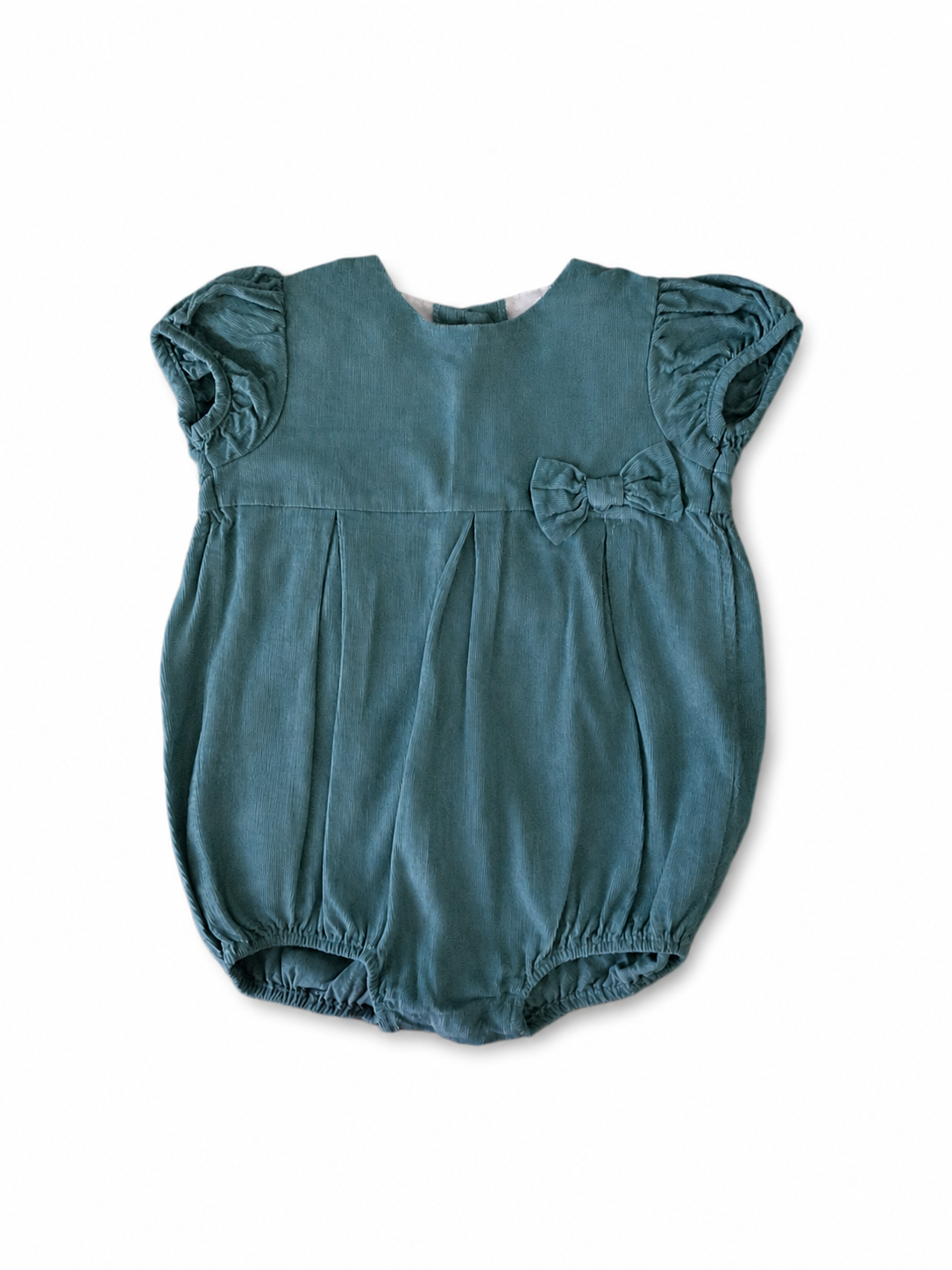 2T Little English Teal Cord Bow Bubble