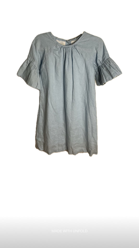 6 The Oaks Linen Light Blue Dress with fabric covered buttons