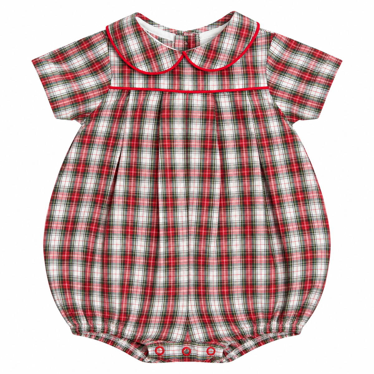 18M Bailey Boys Christmas Plaid SS Collared Bubble