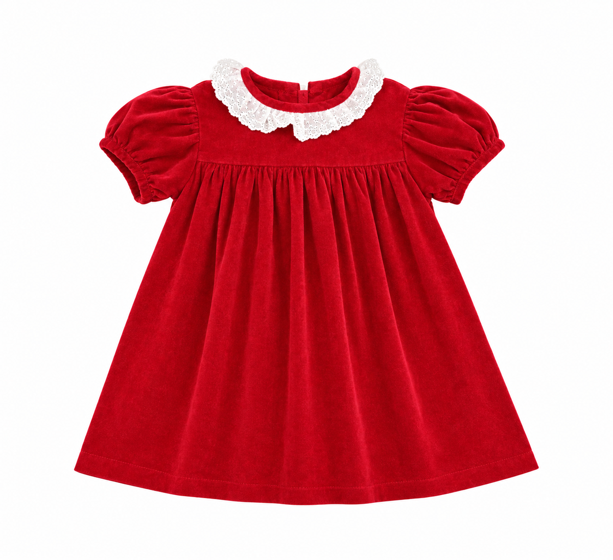 12M James and Lottie Red Velvet Dress with Lace Collar