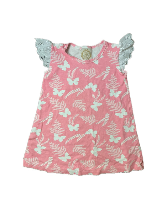 Girl 5 TBBC Dress with Butterflies and Eyelet Ruffle Sleeves