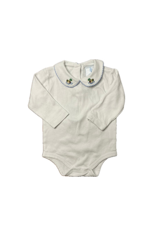 9M Little English LS Onesie with Duck Embroidery