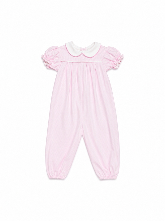 24M Lullaby Set SS Pink/ White Long Romper