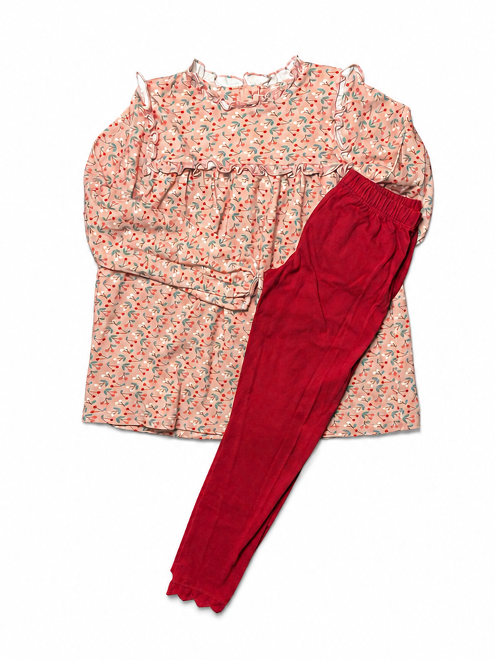 10 James & Lottie Cherry Tunic and Red Legging Set