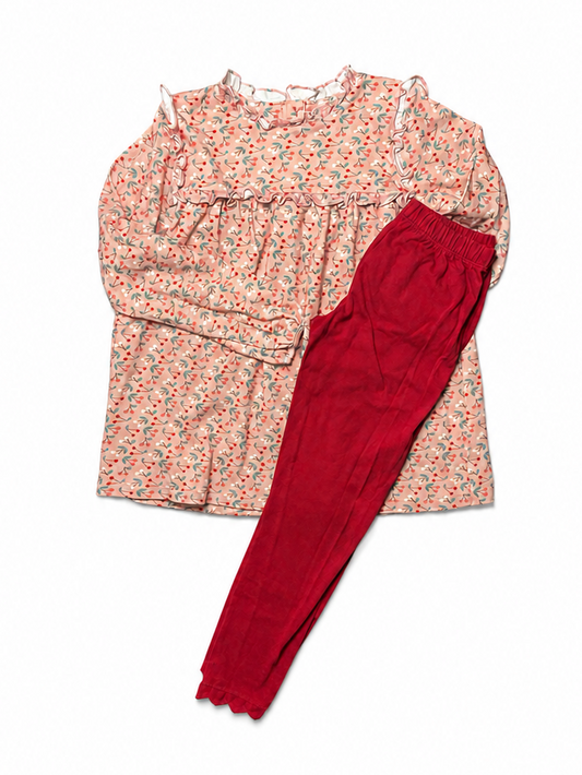 10 James & Lottie Cherry Tunic and Red Legging Set
