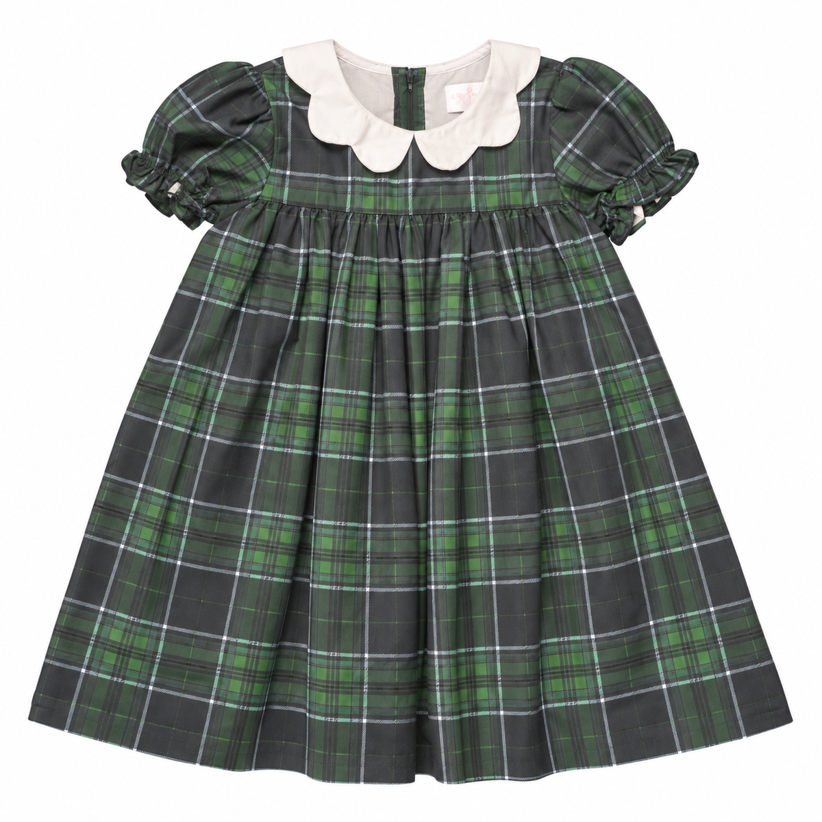 4T Cecil and Lou Tartan Dress with Scallop Collar