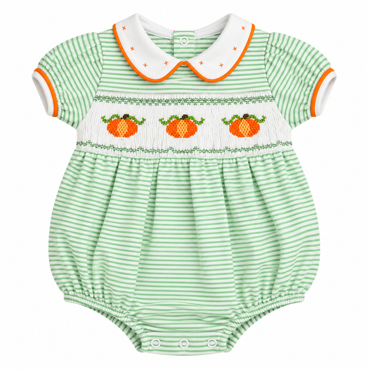 NB Magnolia Baby Pumpkin Smocked Bubble