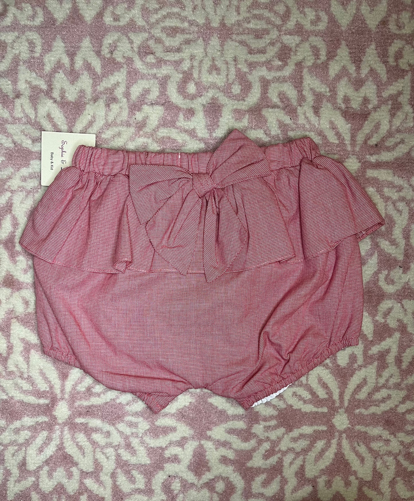 4T Sophie & Luca Red Check Girls Bow Bloomers