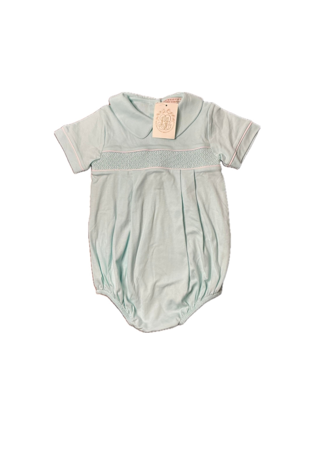 3T TBBC Smocked Bradford Bubble - Pima Cotton in Edisto Egg Blue and Worth Avenue White