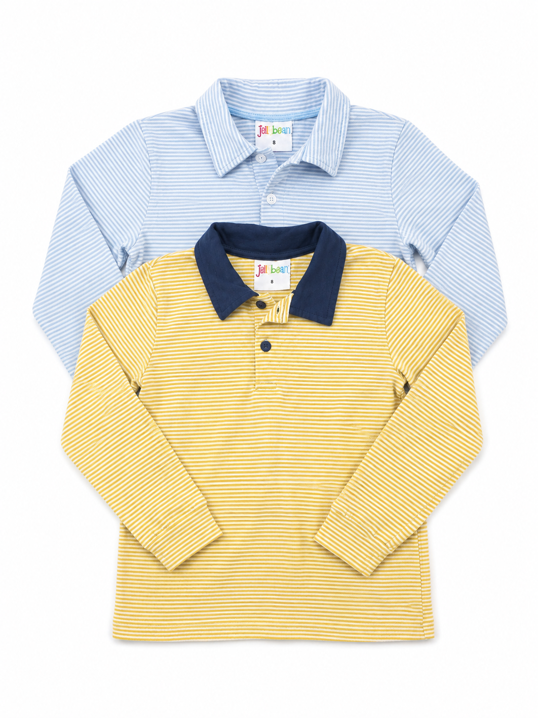 8 Jellybean LS Knit Polo LightBlue/ Yellow Bundle