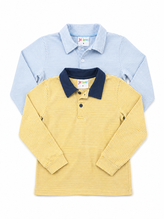 8 Jellybean LS Knit Polo LightBlue/ Yellow Bundle