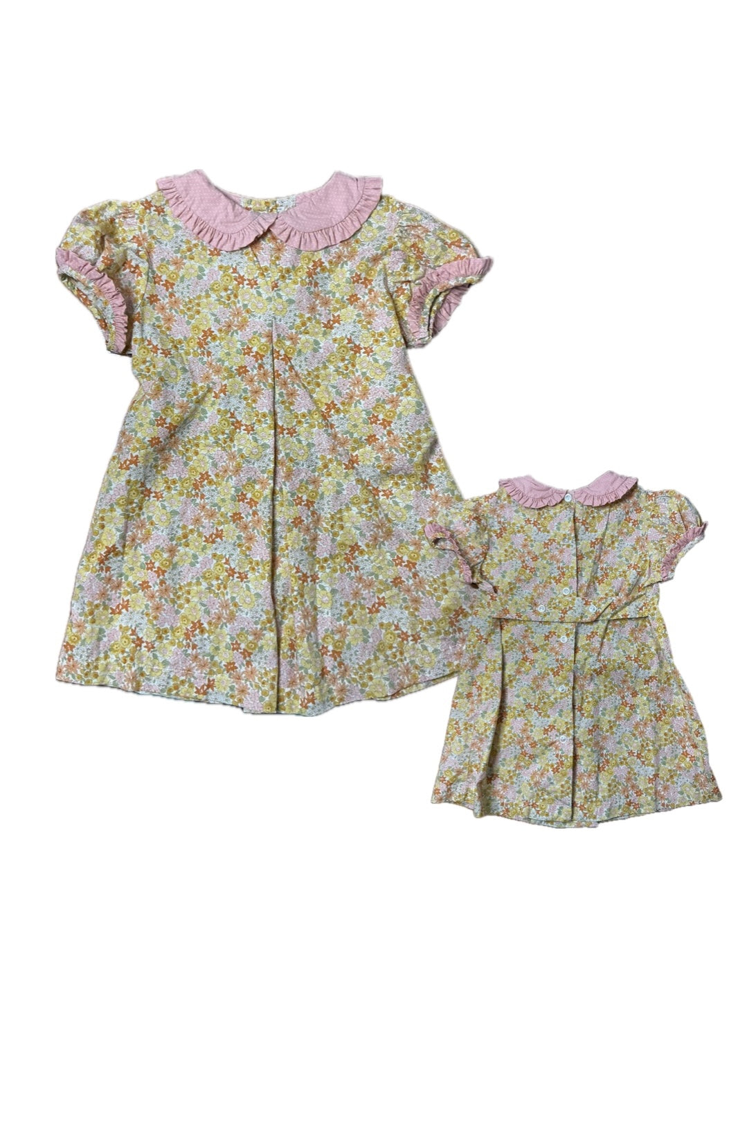 3T Anvy Kids Floral Dress with Polka Dot Collar and Ruffle Sleeve