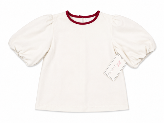 Set Proper White Velvet Harper Blouse