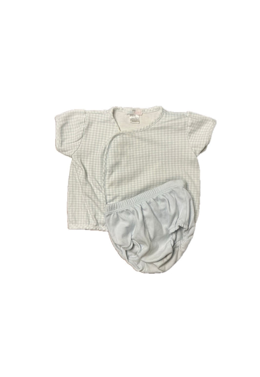 9-12M Baby Bliss Pima Cotton Blue Gingham Diaper Set
